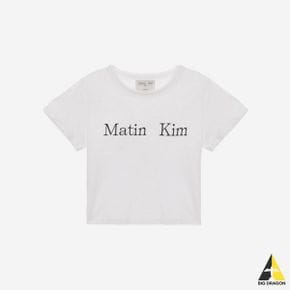 Matin Kim 여성 마뗑킴 로고 크롭탑 화이트 Logo Crop Top White