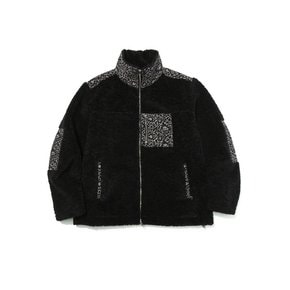 Paisley Patch Sherpa Fleece Jacket Black