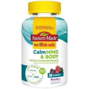 Nature Made Wellblends 차분한 마음과 몸 구미 - 38ct, 자연이 만든 웰블렌드 건강식품