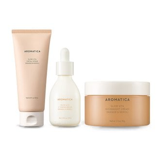 아로마티카 [대용량SET] 글로우 비타 오렌지 스킨케어 3종 세트 (스크럽 150ml + 세럼 30ml + 크림 90g)