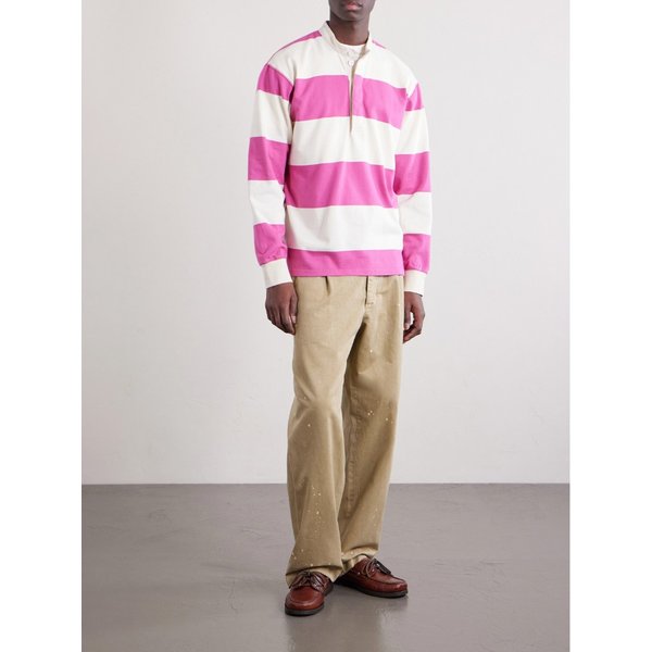 드레익스 그랜드드 칼라 스트라이프 코튼 저지 하프 플라켓 셔츠 46376663163066457