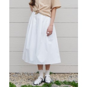 Flare Banding Midi Skirt_WHITE EPSK3E002WT