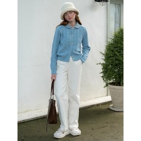 Cest_White corduroy wide-leg pants