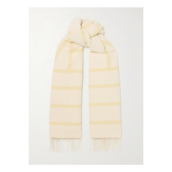 프린지 리넨 혼방 부클레 자카드 스카프 크림 1647597350319157