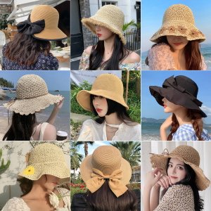 바보사랑 여성 보넷 넓은챙 여름 밀짚 버킷햇 8종 라탄 라피아 모자