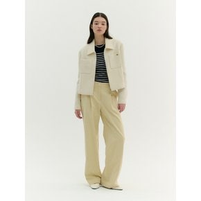 BOUCLE ZIP-UP WOOL JACKET (sand ivory)