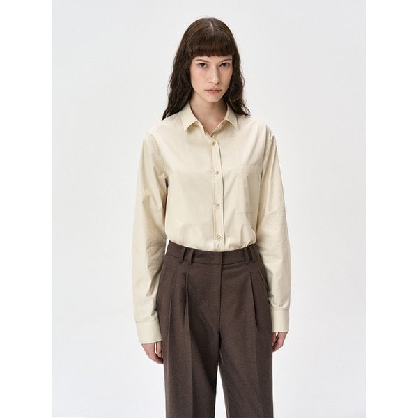포켓 디테일 코튼 셔츠 (beige)