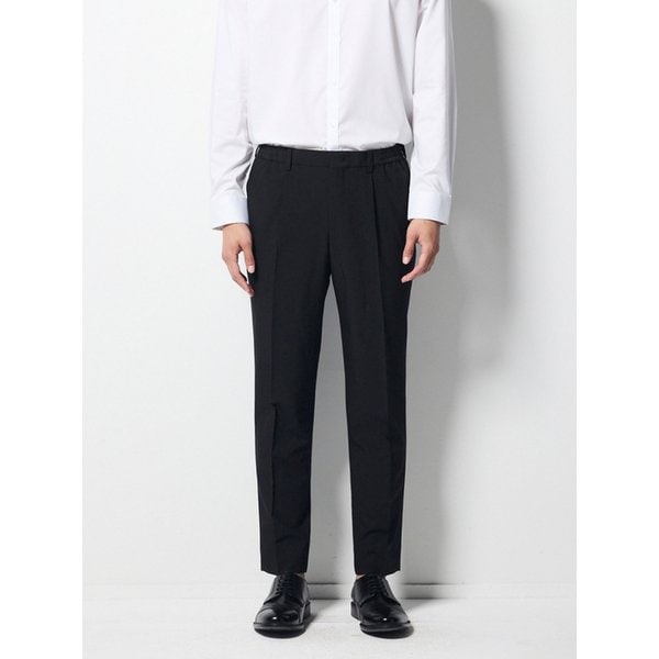 Tech-Poly 사방스판 에센셜 슬랙스_블랙 (오버핏)