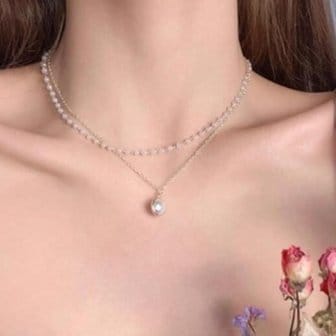  [옷자락] 여성 사계절 일상복 포인트 진주 레이어드 목걸이
