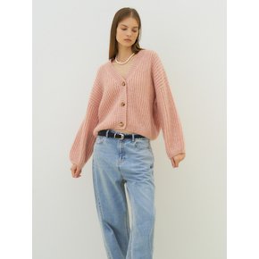 Mohair volume knit cardigan (light pink)