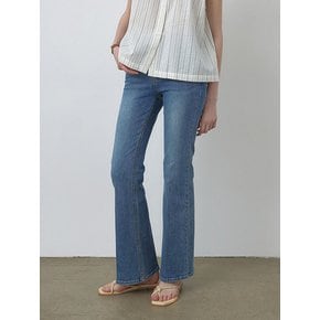 Pleats Bootcut Denim Pants (MID BLUE)