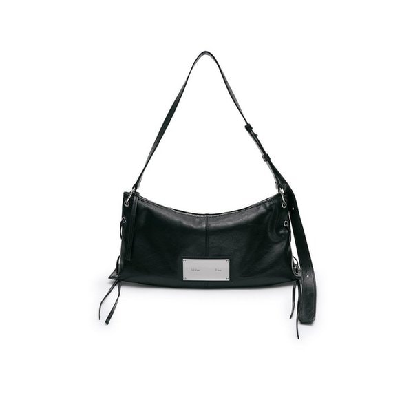 EYELET SHIRRING SHOULDER BAG IN BLACK