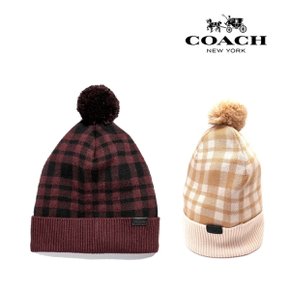 COACH Plain Pom Pom Hat 코치 폼폼햇 방울 니트 모자 비니 옥스블러드 카라멜 F20156