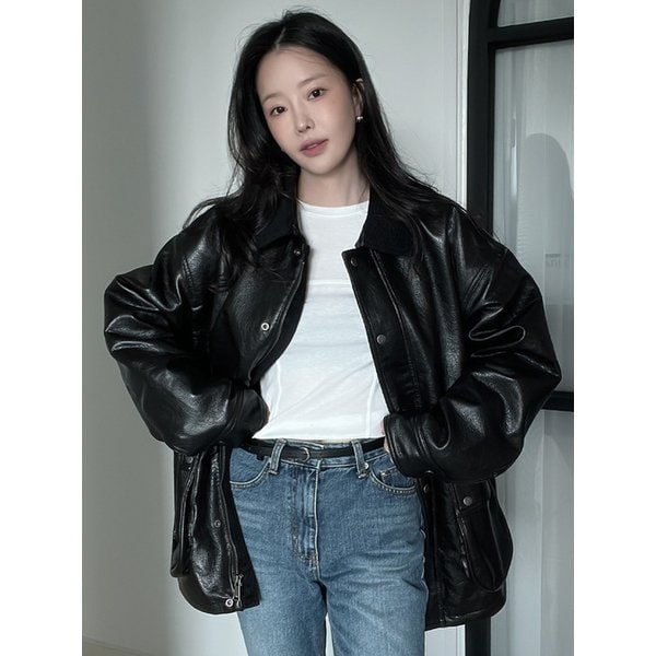 [모찌언니 PICK] Monet Crack Leather Corduroy Jacket