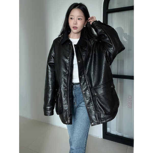 [모찌언니 PICK] Monet Crack Leather Corduroy Jacket