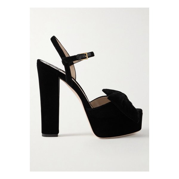 브리짓 보우 장식 벨벳 플랫폼 샌들 블랙 1647597349364190