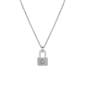 Lock Pendant Cubic Necklace (14k)