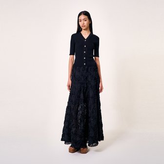 마쥬 [시즌오프 30%] 펀칭 리브드 반소매 가디건