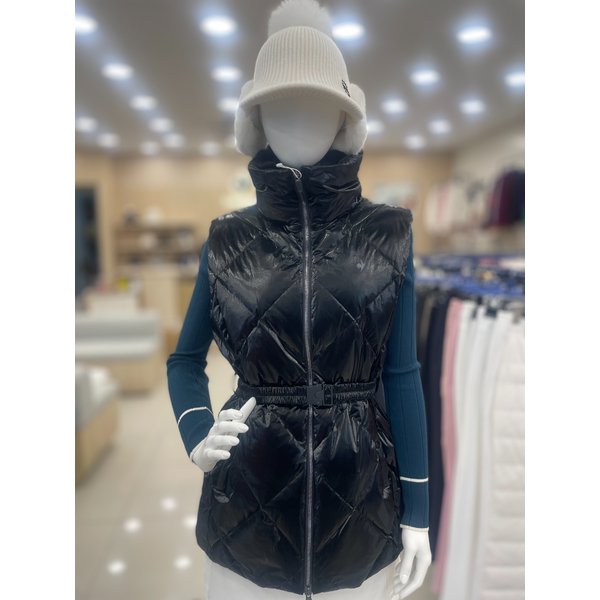 [여주점] 여성 글로시 퀼팅 롱 베스트 풀집업 GP422LWVO2 BLCK