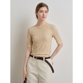 WAVE BOAT-NECK T-SHIRT (butter beige)