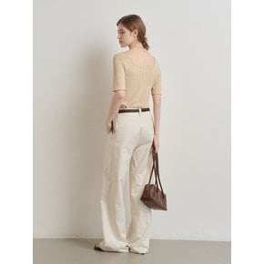 WAVE BOAT-NECK T-SHIRT (butter beige)