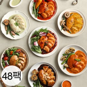 닭신 저당 소스 닭가슴살 6종 혼합 48팩 / 국내산 통살 쫄깃촉촉