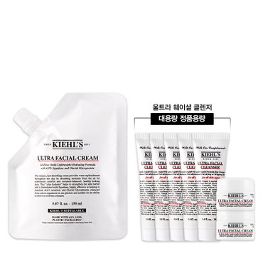 키엘 [12P] 울트라 훼이셜 크림 리필 파우치 4.0세대 150ml 세트 (+클렌저 대용량 정품용량 증정)