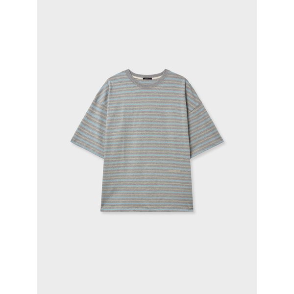 Stripe overfit tee_melange gray
