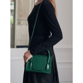 Enamel pattern square tote bag - green