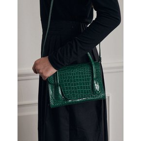 Enamel pattern square tote bag - green