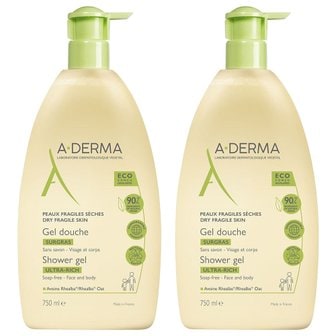  A-DERMA 아더마 쉬르그라 오트밀 샤워젤 750ml 2개 Surgras Shower Gel