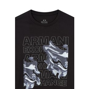 AX 남성 실키 그래픽 크루넥 티셔츠(A413330003)_블랙