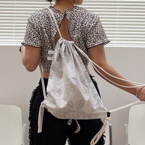 Gray rose multi bag 장미 꽃무늬 스트링 백팩