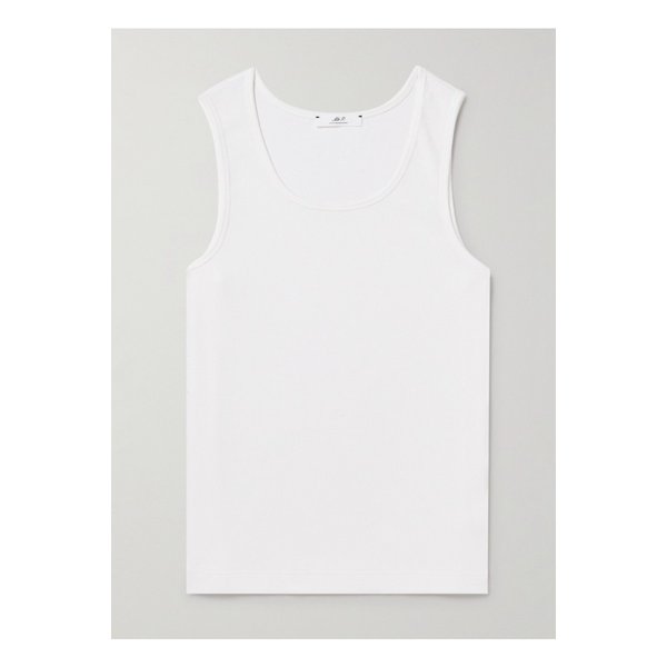 미스터 피 골지 스트레치 코튼 저지 탱크 탑 화이트 1647597331955597