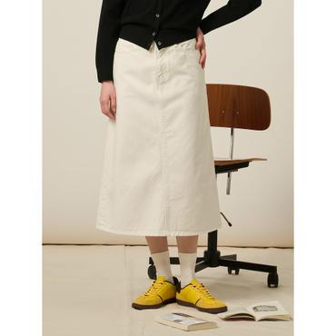 빈폴레이디스 A라인 롱 데님 스커트  화이트 (BF5327C021)