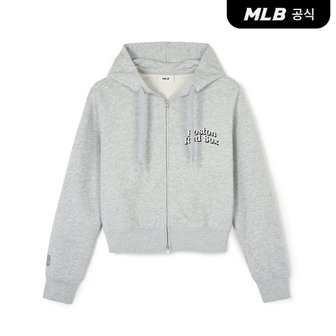 MLB [코리아공식]여성 바시티 크롭 집업 BOS (Melange Grey)