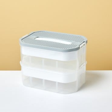모던하우스 ON 분류와 이동이 편한 뚜껑활용 2단 블록정리함 30.5x22.5x22cm 블루그레이