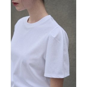 퍼프 슬리브 수피마 코튼 반팔 티셔츠 [WHITE]
