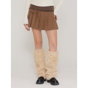 ZIA WAIST TIE PLEATS MINI SKIRT - MOCHA