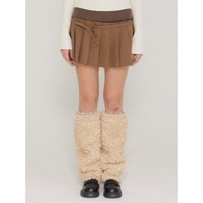 ZIA WAIST TIE PLEATS MINI SKIRT - MOCHA