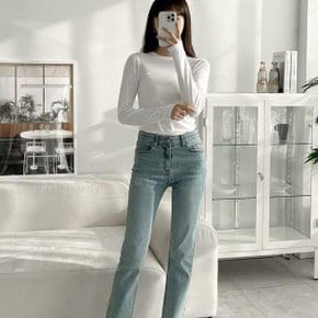 여자 롱슬리브 민무늬 편한 베이직 타이트 U넥 티셔츠