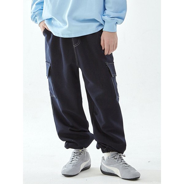 B83 데님 카고포인트 팬츠 (청)