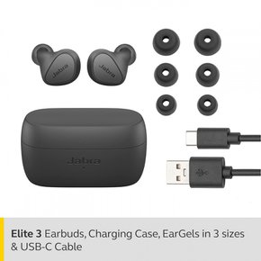 Jabra Elite 3 [] Apt-X IP55 Bluetooth 5.2 다크 그레이 완전 무선 이어폰 선명한 통화 방음