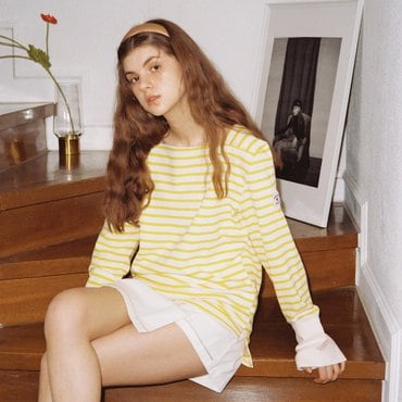 살롱드욘 Sailor Stripe Cuffs T Yellow