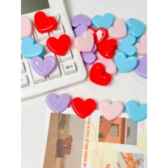 BRISKSTYLE 미니 하트 컬러 플라스틱 문구 집게