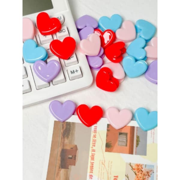 미니 하트 컬러 플라스틱 문구 집게