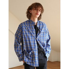 CHECK STRING POCKET SHIRTS JACKET BLUE