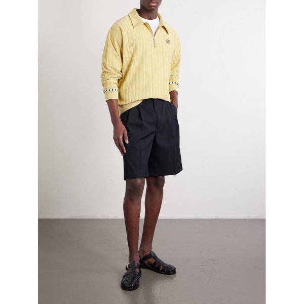 보디 크로셰 그라운드 로고 자수 코튼 테리 하프 집업 스웨터 46376663162957802