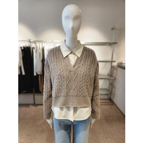 [여주점] [나이스클랍] [리오더]케이블니트+셔츠 (A244PWKA40)