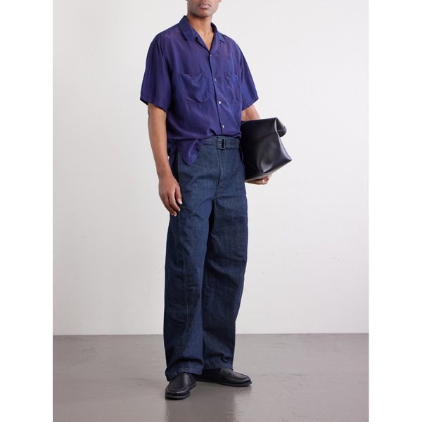 블루블루재팬 컨버터블 칼라 인디고 다이 실크 하보타이 셔츠 46376663162963366